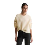 Strickpullover MARC O'POLO DENIM "aus weichem Schurwolle-Alpakawolle-Mix", Damen, Gr. XL, weiß blush, Obermaterial: 33% Polyamid, 32% Alpaka, 32% Schurwolle, 3% Elasthan, unifarben, V-Ausschnitt, Pull