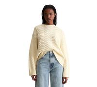 Strickpullover MARC O'POLO DENIM "aus weichem Schurwolle-Mix", Damen, Gr. M, weiß (weiß blush), Obermaterial: 70% Schurwolle, 30% Polyacryl, unifarben, Rundhals, Pullover Strickpullover (88424550-M) w
