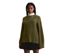 Strickpullover MARC O'POLO DENIM "aus weichem Schurwolle-Mix", Damen, Gr. XS, burnished logs, Obermaterial: 70% Schurwolle, 30% Polyacryl, unifarben, Rundhals, Pullover Strickpullover (17541603-XS) bu