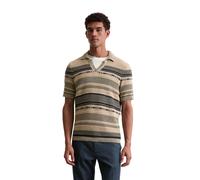 Strickpullover MARC O'POLO "mit Struktur-Mix", Herren, Gr. M, beige (medium beige), Obermaterial: 86% Baumwolle, 14% Polyamid, gestreift, Pullover Strickpullover (15348201-M) medium beige