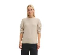 Strickpullover MARC O'POLO "aus Organic Cotton", Damen, Gr. S, beige (light stone melange), Obermaterial: 100% Baumwolle, unifarben, Rundhals, Pullover Strickpullover (45716643-S) light stone melange