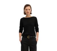 Strickpullover MARC O'POLO "slim aus weicher Merinowolle", Damen, Gr. L, schwarz, Strick, Obermaterial: 100% Schurwolle, slim fit normal, U-Boot-Ausschnitt, Rollkante, Pullover Strickpullover, kein Kr