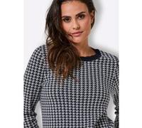 Strickpullover marine-champagner-gemustert 38