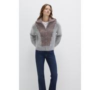 Mavi Damen Full Zip Sweater Sweatshirt, Light Grey Melange, L
