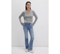 Strickpullover MAVI "V-NECK SWEATER", Damen, Gr. XL, grau (mid grau melange), Feinstrick, 49% Viskose, 31% Polyester, 20% Polyamid, slim fit normal, V-Ausschnitt, normaler Saum, Pullover Strickpullove