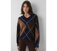 Strickpullover MAVI "V NECK SWEATER", Damen, Gr. XS, braun (maritime blau), Stoff, 52% Acryl, 34% Polyester, 7% Alpaka, 7% Wolle, unifarben, weit normal, V-Ausschnitt, normaler Saum, Pullover Strickpu