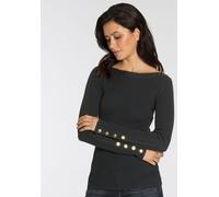 Strickpullover MELROSE, Damen, Gr. 36, schwarz, Rippstrick, Obermaterial: 70% Viskose, 30% Polyamid, clean, unifarben, sehr figurbetont hüftlang, U-Boot-Ausschnitt, Pullover Strickpullover, aus Rippqu