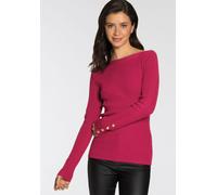 Strickpullover MELROSE, Damen, Gr. 42, pink, Rippstrick, Obermaterial: 70% Viskose, 30% Polyamid, clean, unifarben, sehr figurbetont hüftlang, U-Boot-Ausschnitt, Pullover Strickpullover, aus Rippquali