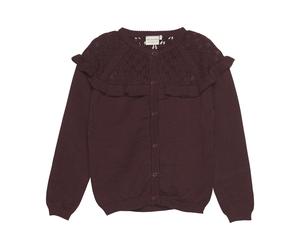 Strickpullover MINYMO "Strickjacke MICardigan", Mädchen, Gr. 134, rot (catawba grape), Obermaterial: 80% Baumwolle CO. 20% Wolle WO., Sweatjacken Strickpullover (63455333-134) catawba grape