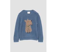 Strickpullover mit flauschigem Hundemotiv 50/56 blau 2153765.5445.50_56