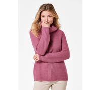 Strickpullover GOLDNER "Kurzgröße Strickpullover mit Struktur, Glitzer", Damen, Gr. 23, lila (brombeere), Obermaterial: 90% Polyacryl PAN. 10% metallisierte Fasern MTF., Rippe, Pullover Strickpullover