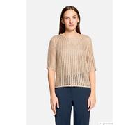 Kurzarmshirt BETTY BARCLAY "Damen mit Lochmuster", Damen, Gr. 46, beige, Strick, Obermaterial: 59% Viskose, 26% Polyester, 15% Polyester, loose fit normal, Rundhals, Shirts (86224563-46) beige