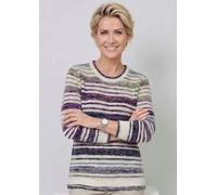 Strickpullover mit Multicolor-Streifen lila 38