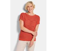 Strickpullover GOLDNER "Kurzarm Baumwoll-Strickshirt", Damen, Gr. 44, orange, Obermaterial: 50% Baumwolle CO. 50% Polyacryl PAN., gerade, Rippe, Pullover Strickpullover, Rippenbündchen (54919920-44) o