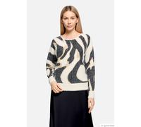 Strickpullover BETTY & CO "Damen mit Rippbündchen", Damen, Gr. 42, weiß, schwarz, Strick, Obermaterial: 54% Polyamid, 25% Baumwolle, 21% Polyacryl., figurumspielend normal, U-Boot-Ausschnitt, Pullover