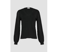Strickpullover mit semitransparenten Ärmeln 40 schwarz 2156041.9999.40