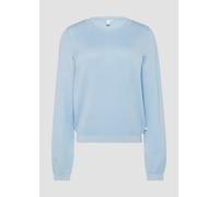 Rundhalspullover QS, Damen, Gr. XXL (44), blau, Strick, Obermaterial: 60% Viskose, 40% Baumwolle, unifarben, casual, regular fit taillenbedeckt, Rundhals, Langarm Rippbündchen, Pullover, in Strick Opt