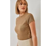 Strickpullover mit strukturiertem Muster und Knopfleiste S/M
