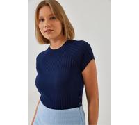 Strickpullover mit strukturierter Oberfläche und Knopfverschluss S/M