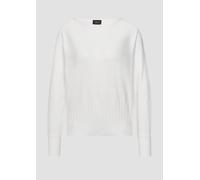Strickpullover S.OLIVER BLACK LABEL, Damen, Gr. 48, weiß, Strick, Obermaterial: 71% Viskose, 29% Polyester, unifarben, casual, regular fit taillenbedeckt, U-Boot-Ausschnitt, Langarm Rippbündchen, Pull