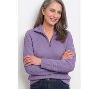 Strickpullover mit Troyer-Kragen lila 38