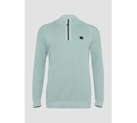 Strickpullover mit Troyer-Kragen und Strukturmix 5XL grün 2160070.7211.5XL