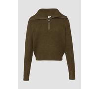 QS Strickpullover mit Troyer-Kragen in Dunkelgruen, Größe XL