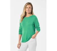 Strickpullover GOLDNER "Kurzgröße Pullover mit U-Boot-Ausschnitt aus Baumwoll-Viskose-Mix", Damen, Gr. 19, grün (jadegrün), Obermaterial: 60% Viskose CV. 40% Baumwolle CO., U-Boot-Ausschnitt, eng Ripp