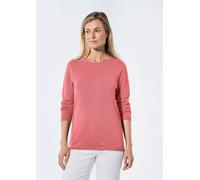 Strickpullover GOLDNER "Kurzgröße Pullover mit U-Boot-Ausschnitt aus Baumwoll-Viskose-Mix", Damen, Gr. 24, orange (koralle), Obermaterial: 60% Viskose CV. 40% Baumwolle CO., U-Boot-Ausschnitt, eng Rip