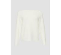 Strickpullover S.OLIVER, Damen, Gr. 40, weiß (sanftes weiß), Strick, Obermaterial: 60% Baumwolle, 40% Polyacryl, unifarben, casual, regular fit taillenbedeckt, U-Boot-Ausschnitt, Langarm gerader Absch