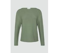 Strickpullover S.OLIVER, Damen, Gr. 44, grün (olive grün), Strick, Obermaterial: 60% Baumwolle, 40% Polyacryl, unifarben, casual, regular fit taillenbedeckt, U-Boot-Ausschnitt, Langarm gerader Abschlu
