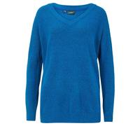 Strickpullover BONPRIX "Strickpullover mit V-Ausschnitt, Oversized Fit", Damen, Gr. 36/38 (S), blau (polarblau), Strick, Obermaterial: 67% Polyacryl, 30% Polyester, 3% Elasthan, unifarben, bequem norm