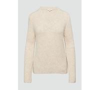 Strickpullover mit V-Ausschnitt und Rippblende 38 Beige