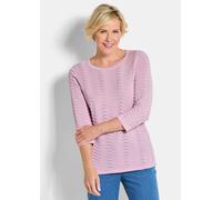 Rundhalspullover GOLDNER "Sommerpullover mit Wellenstruktur", Damen, Gr. 40, rosa (rosé), Obermaterial: 50% Baumwolle CO. 50% Polyacryl PAN., gerade, Pullover Rundhalspullover, moderner Wellenstrick (