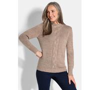 Strickpullover mit Zopfstrick braun 46