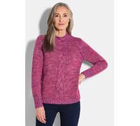 Strickpullover mit Zopfstrick lila 40
