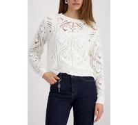 Strickpullover MONARI "Ajour", Damen, Gr. 46, off, weiß, Strick, Obermaterial: 100% Polyester, unifarben, regular fit normal, Rundhals, eingesetzt Bündchen, Pullover Strickpullover, Rundhalsausschnitt