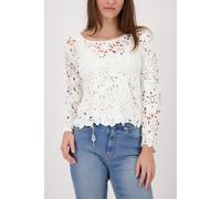 Strickpullover MONARI "Cornelly", Gr. 44, off, weiß, Strick, Obermaterial: 100% Viskose, unifarben, regular fit taillenbedeckt, Rundhals, eingesetzt Häkelkante, Pullover Strickpullover, Regular fit mi