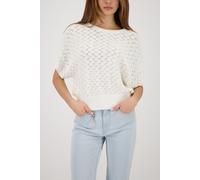 Strickpullover MONARI "Pullover Ajour", Damen, Gr. 40, off, weiß, Strick, Obermaterial: 99% Baumwolle, 1% Polyester, unifarben, regular fit taillenbedeckt, Rundhals, angeschnitten Rippstrickbündchen,