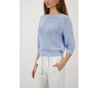 Strickpullover MONARI "Pullover Basic Bändchen", Damen, Gr. 36, light sky, Strick, Obermaterial: 77% Baumwolle, 23% Polyester, unifarben, regular fit taillenbedeckt, U-Boot-Ausschnitt, Raglanärmel Str