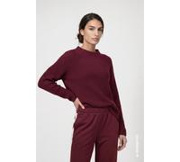 Strickpullover MONARI "Pullover Basic Perlfang", Damen, Gr. 42, rot (dkbordeaux), Strick, Obermaterial: 50% Baumwolle, 50% Polyacryl, unifarben, regular fit taillenbedeckt, Rundhals, Raglanärmel gerad