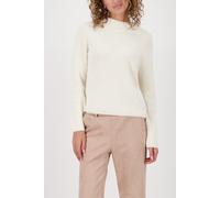 Strickpullover MONARI "Pullover Basic Perlfang", Damen, Gr. 44, weiß (cashmere), Strick, Obermaterial: 50% Baumwolle, 50% Polyacryl, unifarben, modisch, regular fit taillenbedeckt, Rundhals, Langarm R