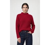 Strickpullover MONARI "Pullover Basic Perlfang", Damen, Gr. 44, rot (rot dahlia), Strick, Obermaterial: 50% Baumwolle, 50% Polyacryl, unifarben, regular fit taillenbedeckt, Rundhals, Raglanärmel gerad