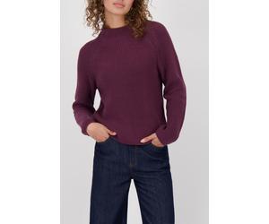 Strickpullover MONARI "Pullover Basic Perlfang", Damen, Gr. 46, bordeaux, Strick, Obermaterial: 50% Baumwolle, 50% Polyacryl, unifarben, regular fit taillenbedeckt, Rundhals, Raglanärmel gerader Absch