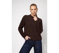 Strickpullover MONARI "Pullover Basic Perlfang", Damen, Gr. 46, braun (schwarz coffee), Strick, Obermaterial: 50% Baumwolle, 50% Polyacryl, unifarben, regular fit taillenbedeckt, Rundhals, Raglanärmel