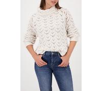 Strickpullover MONARI "Pullover Chenille Ajour", Damen, Gr. 44, pearl, Strick, Obermaterial: 82% Polyester, 11% Polyacryl, 4% Polyamid, 2% metallisierte Fasern, 1% Wolle, unifarben, regular fit taille