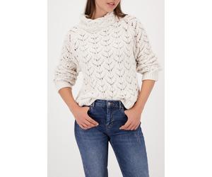 Strickpullover MONARI "Pullover Chenille Ajour", Damen, Gr. 44, pearl, Strick, Obermaterial: 82% Polyester, 11% Polyacryl, 4% Polyamid, 2% metallisierte Fasern, 1% Wolle, unifarben, regular fit taille