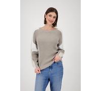 Strickpullover MONARI "Pullover Colorblock Perlfang", Damen, Gr. 42, greige, Strick, Obermaterial: 46% Baumwolle, 46% Polyacryl, 8% metallisierte Fasern, unifarben, Modisch, regular fit normal, Rundha