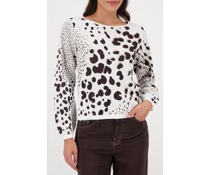 Strickpullover MONARI "Pullover Leojacquard", Damen, Gr. 40, dk chocola gem, Strick, Obermaterial: 46% Viskose, 39% Baumwolle, 15% Polyester, gemustert, regular fit taillenbedeckt, U-Boot-Ausschnitt,