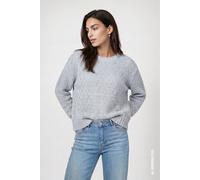 Strickpullover MONARI "Pullover Lurex", Damen, Gr. 38, grau (hellblau), Pullover Strickpullover, Regular fit mit Rundhalsausschnitt (42060652-38) hellblau
